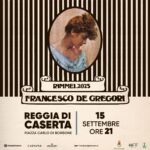 Francesco De Gregori in concerto in Piazza Carlo di Borbone alla Reggia di Caserta, il 15 settembre 2025